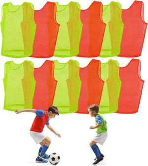 Get Out! Pinnies Youth Orange and Yellow 12pk Nylon Mesh Team Scrimmage Jerseys