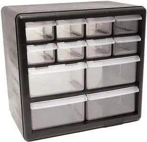 Homak 12-Drawer Parts Organizer, Black, HA01012001