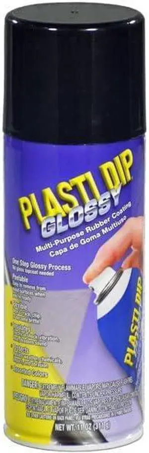 GLOSSY Black 11oz Aerosol Can of Plasti Dip Ready to Spray Peelable Paint