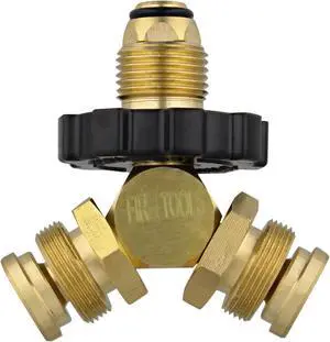 BISupply 1-Inch 2 Male POL to QCC1 Propane Y Adapter for BBQ Grill or Camp Stove