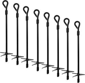 BISupply Ground Anchors, 15in - 8pk Black Shed Anchor Kit Ground Stakes