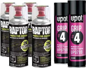 U-POL Raptor 2K Black Spray-On Truck Bedliner Aerosol Grip Adhesion Kit