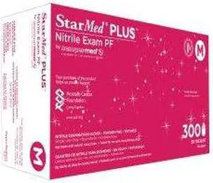 Sempermed SMNP303 StarMed Plus Nitrile Glove, 2.5 Mil, Powder-Free, Medium