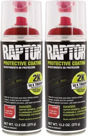 U-POL Raptor Bed Liner 2K Aerosol Flame Red 2-Part Protective Urethane Coating