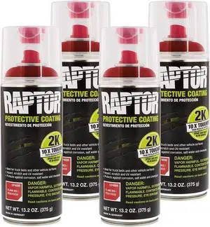U-Pol Raptor 2K Flame Red Spray-On Truck Bedliner Aerosol 13.2 oz (4 Pack)