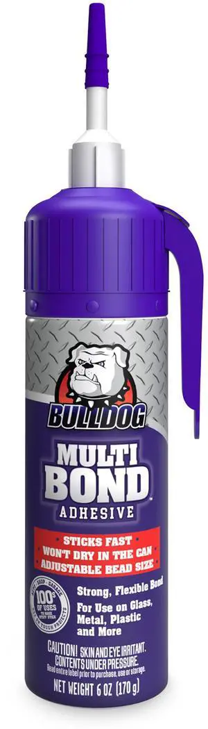Bulldog Multi-Bond Adhesive, 6 oz., White, Ideal for Hundreds of Shop and Garage Applications, Fast-Drying, Works on Wet Surfaces, Ideal for Metal, Fiberglass and Brick Adhesive