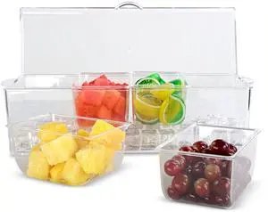 7Penn | Garnish Tray Condiment Tray with Ice Chamber Lid 4 Condiment Containers