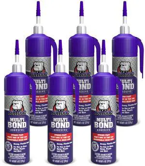 Bulldog Multi-Bond Adhesive, 6 oz., White, Ideal for Hundreds of Shop and Garage Applications, Fast-Drying, Works on Wet Surfaces, Ideal for Metal, Fiberglass and Brick Adhesive