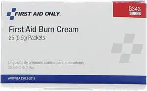 FIRST AID ONLY G343GR Burn Cream,0.9g,25/Box