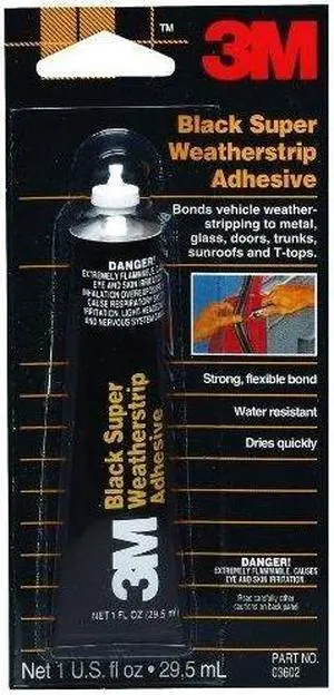 3M 03602 Black Super Weatherstrip Adhesive, 1 oz. Tube