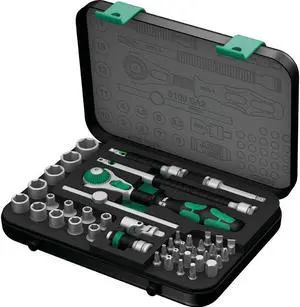 WERA 05003533001 1/4 in Drive Ratchet Set, Metric, 42 pcs