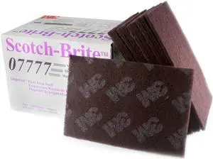 3M 07777 (1/4 Box - 5 pads) Paint Prep Scuff Hand Pad Maroon Scotch-Brite