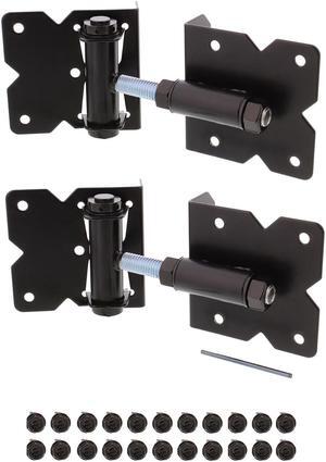 7Penn Self-Closing Black Gate Hinge 2-Pack with Screws and Swing Adjuster Tool