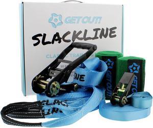 Get Out!™ Full Classic Slackline Kit with Helpline, Tree Protectors and Carry Bag