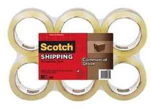 3M 91764 Scotch Commercial Grade Packaging Tape (Pack of 6)