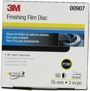 3M 00907 3 Inch Hookit Finishing Film Disc P1500, 50 per Box