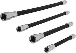 ABN 4pc Flexible Socket Extension Bar Set - 1/4 and 3/8in Flex Socket Extensions