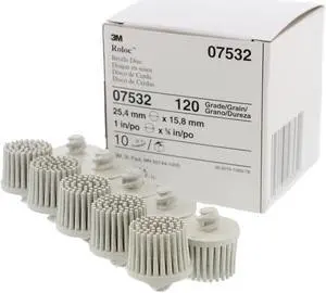3M 07532 Roloc Bristle Disc, White, Box of 10