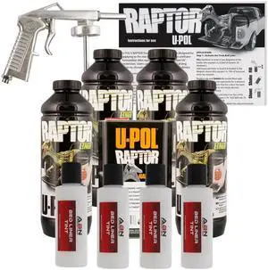 U-POL Raptor Tintable Bright White Bed Liner Kit w/Spray Gun, 4 Liters Upol