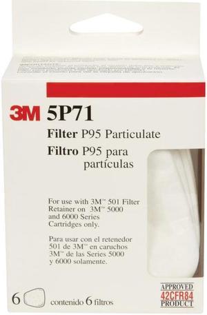 3M 66278 Particulate Filters, Pack of 6, 5P71 N95