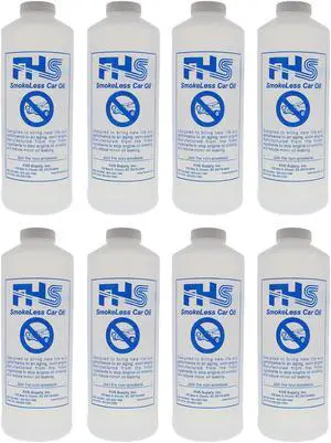 FHS SmokeLess Car Oil, High Performance Blend for Worn Engines, 1 Qt, 8 Pack