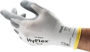 Ansell 11-800-7 HyFlex White/Gray Nylon Gloves, Small, Size 7, 12 Pairs