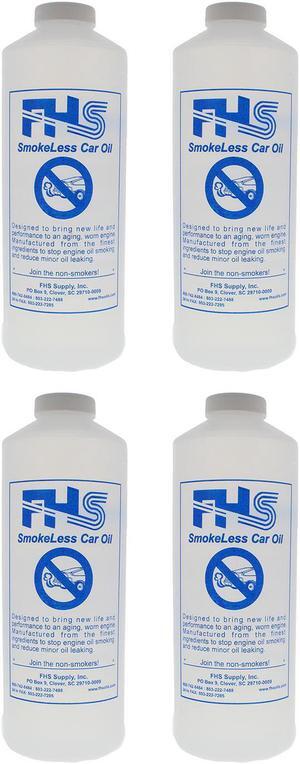 FHS SmokeLess Car Oil, High Performance Blend for Worn Engines, 1 Qt, 4 Pack