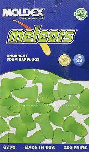 MOLDEX 6870 Meteors® Uncorded Ear Plugs, 33dB Rated, Contoured Shape, PK 200