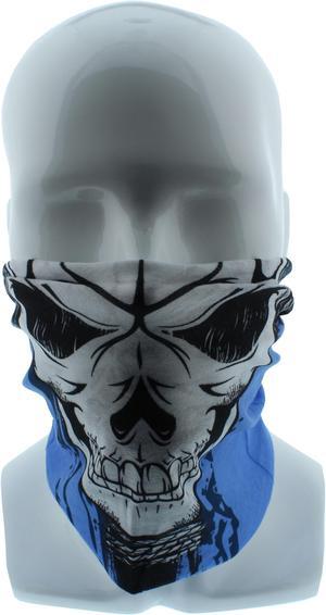 Blue and Black Skull Seamless Wide Tube Bandana Balaclava Paintball Face Mask