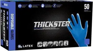 SAS Safety 6603-20 Thickster Powder Free Exam Grade Disposable Latex Gloves