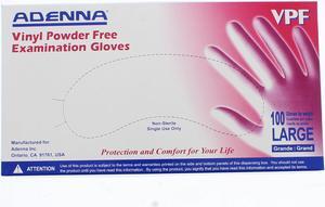 Adenna VPF Vinyl Powder Free Exam Gloves VPF236 Large