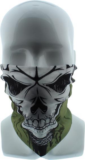 Green and Black Skull Seamless Wide Tube Bandana Balaclava Paintball Face Mask