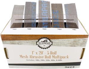 dct mesh abrasive paper 5piece sand paper variety pack with dispenser  180, 240, 320, 400, 600 grit mesh sandpaper