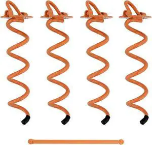 7Penn Spiral Ground Anchors - 10 Inch Orange Twist Tent Stakes, 4 Pack