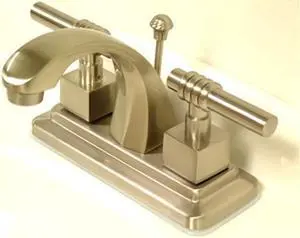 Kingston Brass KS4648QL Two Handle 4 in. Centerset Lavatory Faucet with Brass Pop-up