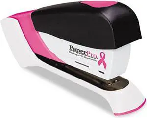 PaperPro 1588 Pink Ribbon Compact Stapler, 15-Sheet Capacity, Pink/White