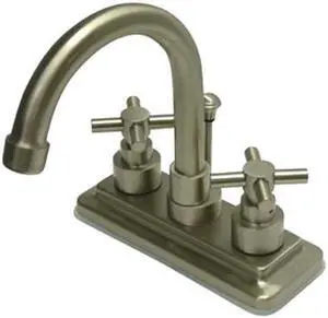 Kingston Brass Ks8668Ex Twin Lever Handles 4 Inch Centerset Lavatory Faucet - Satin Metal Finish