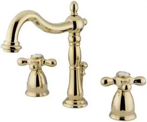 Kingston Brass Wide Spread Lavatory Faucet With Metal Cross Handle Pb