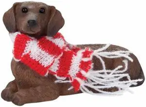 Sandicast XSO04406 Red Dachshund With Santa Hat Christmas Ornament Sculpture Sandicast XSO04406 Red Dachshund With Santa Hat Christmas Ornament Sculpture