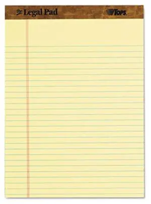 Tops 75327 The Legal Pad Legal Rule Perforated Pads, Letter Size, Canary, 50 Sht Pads, 3-Pk