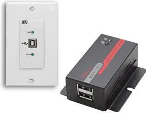 Hall Research USB 2.0 Over UTP Extender Decora Wall Plate with 2-Port Hub - 1 x Network (RJ-45) - 1 x USB - 164.04 ft Extended Range