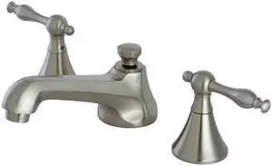 Kingston Brass KS4478NL Widespread Lavatory Faucet with Brass Pop-Up & Metal Lever Handle Satin Nickel