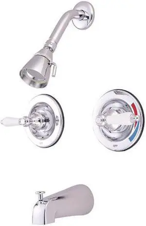 Kingston Brass KB661PL Twin Handle Tub & Shower Faucet Pressure Balance With Volume Control - Polished Chrome