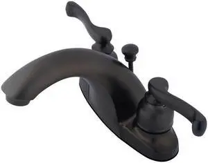 Kingston Brass KB7645FL 4 in. Lavatory Faucet with Retail Pop-Up & Metal Lever Handle Oil Rubbed Bronze