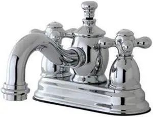 Kingston Brass KS7101BX 4 in. Centerset Lavatory Faucet with Heritage Spout & Metal Cross Handle, Polished Chrome