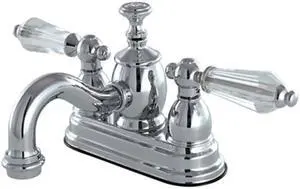 Kingston Brass KS7101WLL 4 in. Centerset Lavatory Faucet with Brass Pop-Up, Polished Chrome