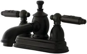 Kingston Brass KS7005GL 4 in. Centerset Lavatory Faucet with Heritage Spout & Metal Lever Handle, Oil Rubbed Bronze