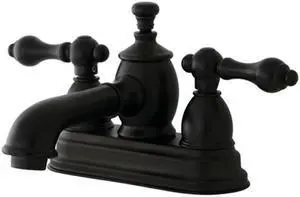 Kingston Brass KS7005AL 4 in. Centerset Lavatory Faucet with Heritage Spout & Metal Lever Handle, Oil Rubbed Bronze