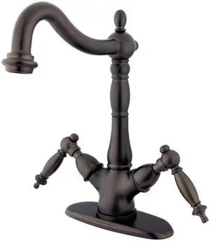 Kingston Brass KS1495TL Heritage Vessel Sink Faucet & Metal Lever Handle Oil Rubbed Bronze