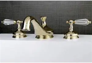 Kingston Brass KS3332WLL Roman Tub Filler with Cross Handle, Polished Brass